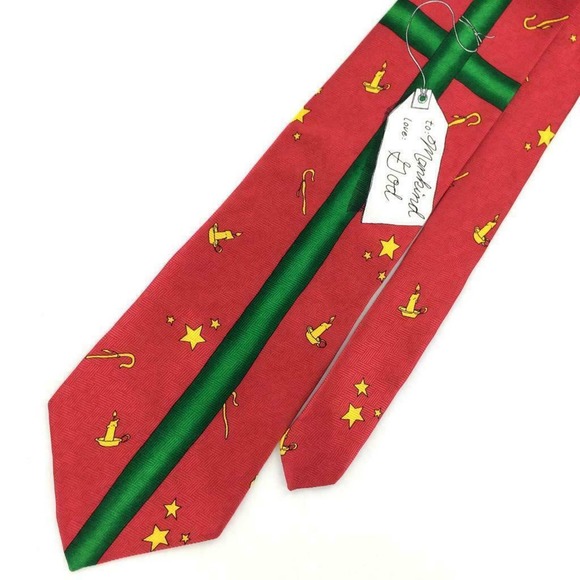 EAGLE WINGS CANDLE STARS FROM MANKIND TO GOD Silk Christmas Necktie Ties - Picture 2 of 4